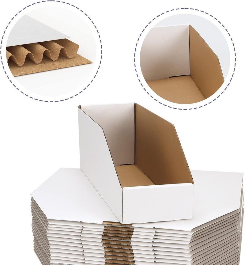 EXYGLO Cardboard Boxes, Pack of 35 Corrugated Storage Bins 12x4x4.5inch Pantry Organizer Bins for Shelves Garage Office Organization - Image 3
